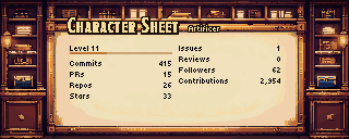 Character Sheet in the guild-hall scene