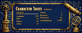Character Sheet in the observatory scene